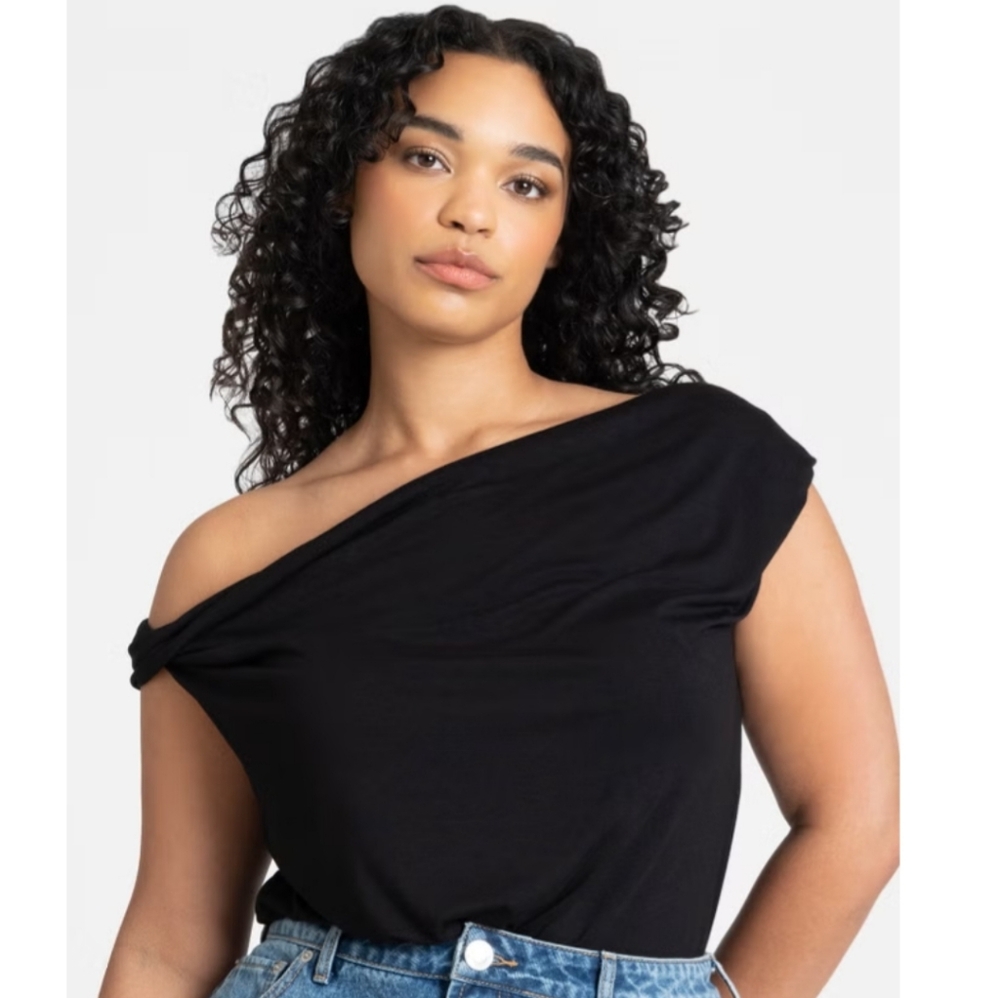 Eloquii Black Off-Shoulder Tee